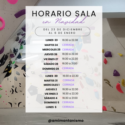HORARIO DE NAVIDAD DE LA SALA AMI