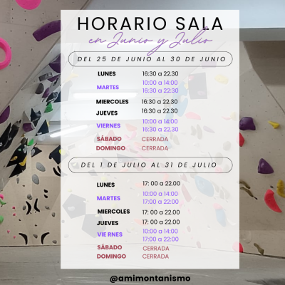 HORARIO ACCESO LIBRE VERANO SALA