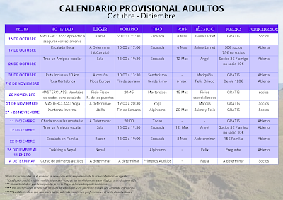 CALENDARIO PROVISIONAL DE ACTIVIDADES | ADULTOS AMI