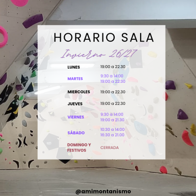 NUEVO HORARIO DE INVIERNO | SALA DE BLOQUE AMI